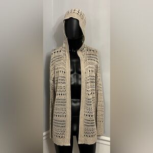Joseph A. Cable Knit Beige / Tan Open Hoodie Cardigan Women's Size XL